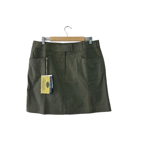 NWT ExOfficio 16 Skirt Green Sun Guard 50+ Roughian Collection Stretch Womens